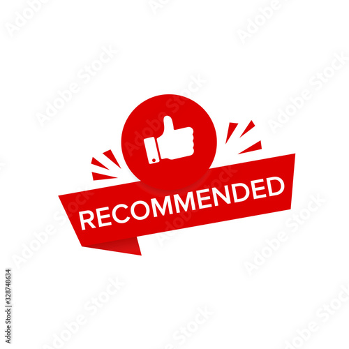 red vector illustration banner recommended with thumbs up eps10