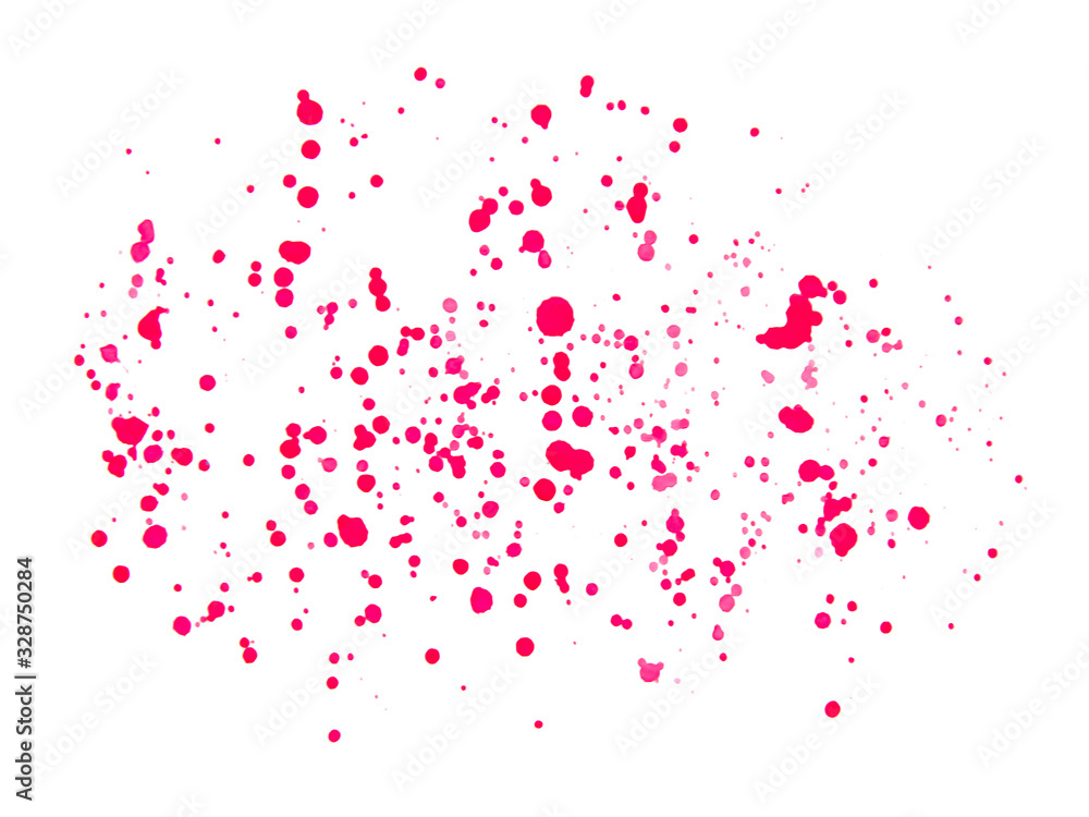 red watercolor dots on the background.