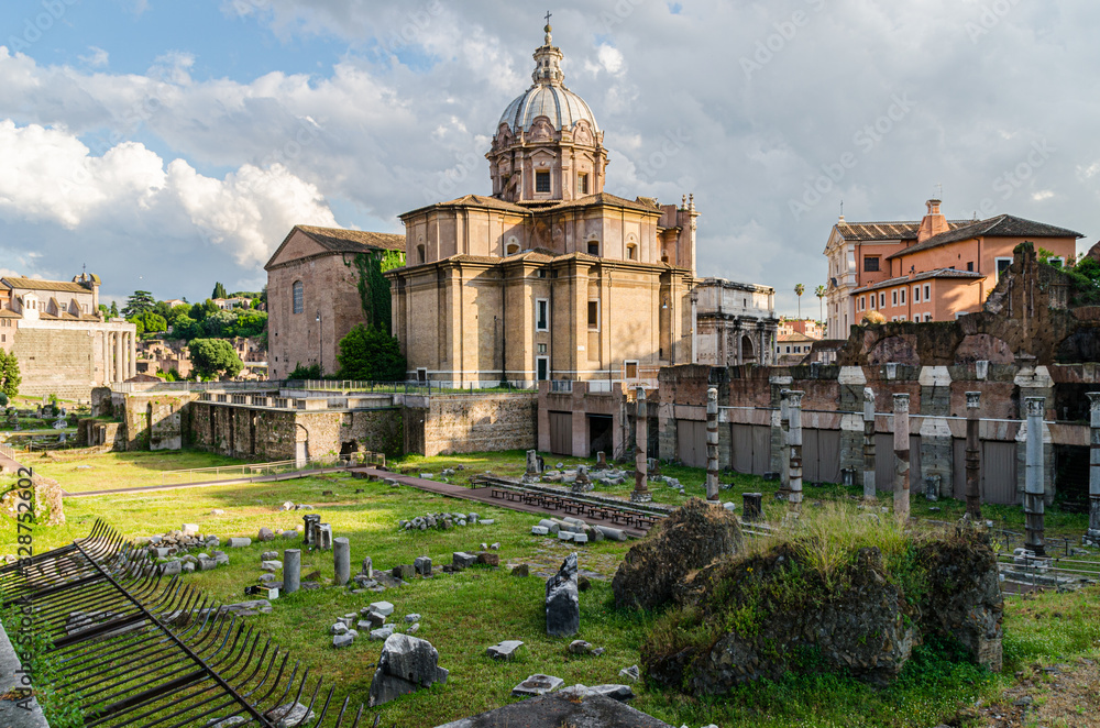 Ancient ruins of the Roman Forum in Rome Italy