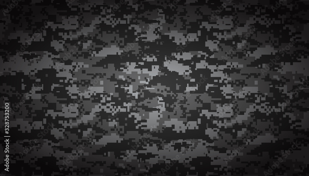 Fototapeta Streszczenie tło kamuflażu wojskowego. czarno-biały szary powtarzający się wzór bez szwu