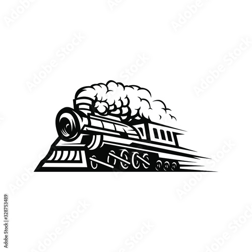 Railroad Locomotive Logo Illustration