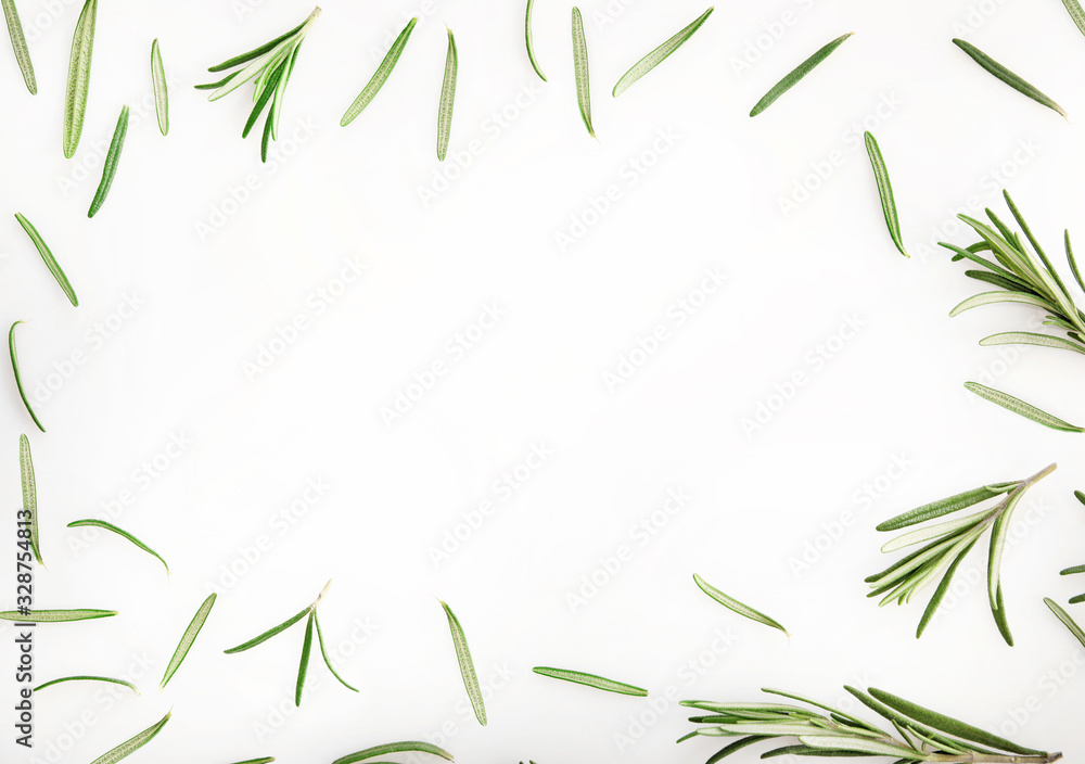 Naklejka premium Rosemary isolated on white background. Flat lay.