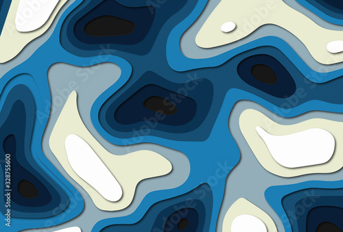 modern abstract paper cut background with blue color