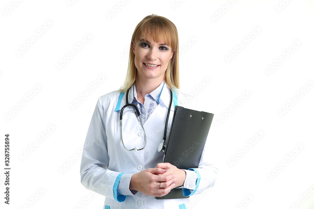 smiling doctor woman isolated on white background smiling doctor woman isolated on white background