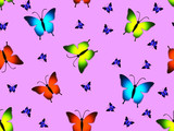 butterflies in a repeating pattern on a violet background
