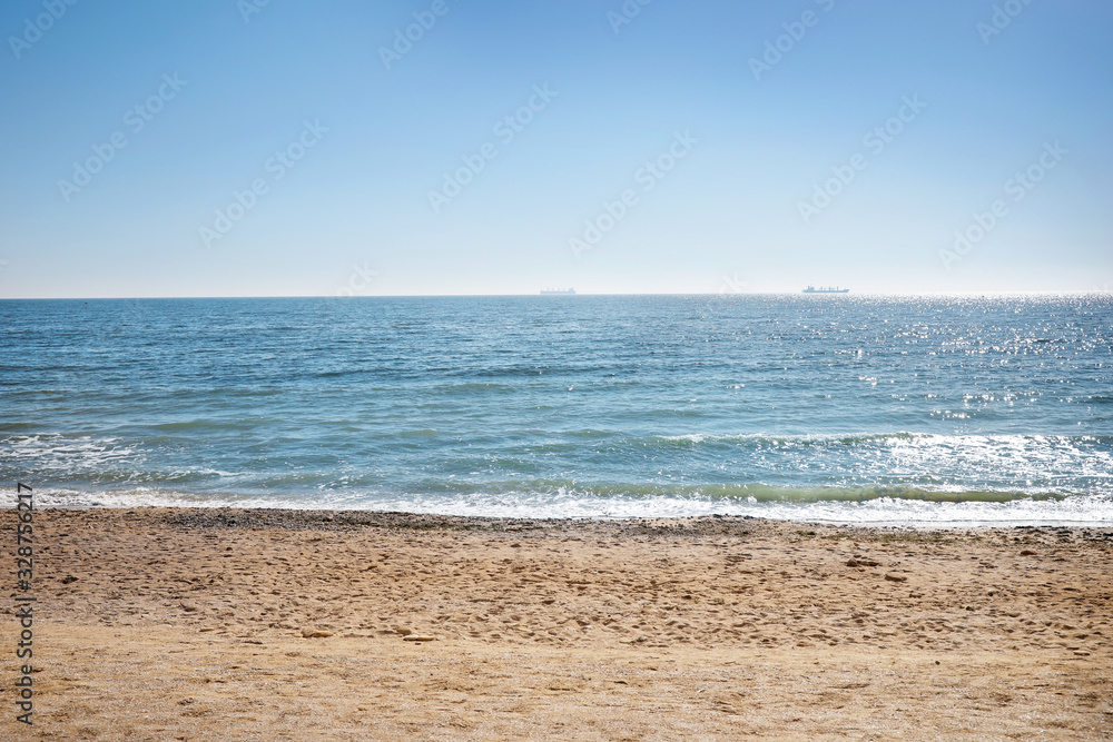 Lanscape. Blue sea, sand and sky