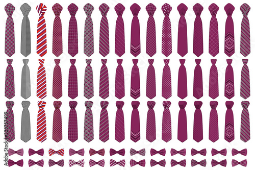 Illustration on theme big colored set neckties different types