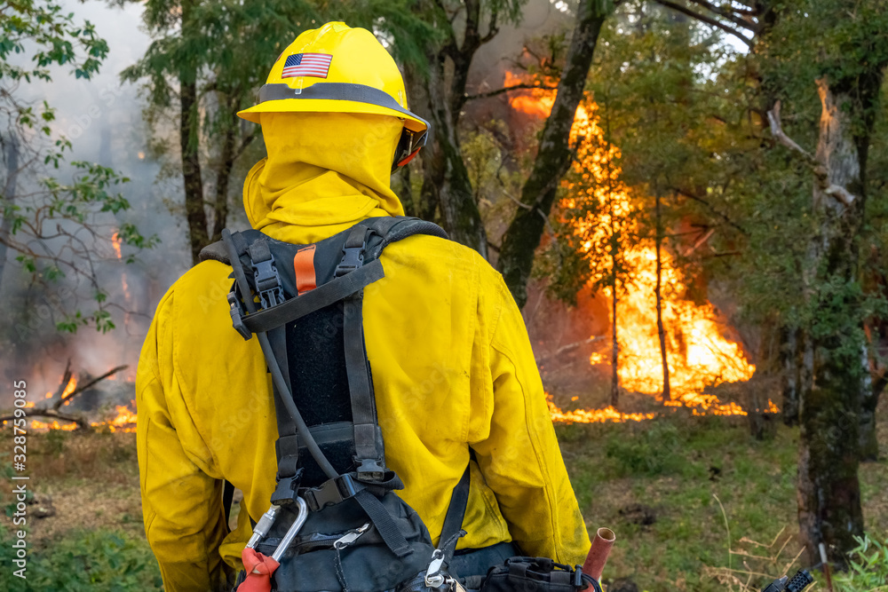 Firefighter Fighting California Wild Fire Firefighter Fighting California Wild Fire