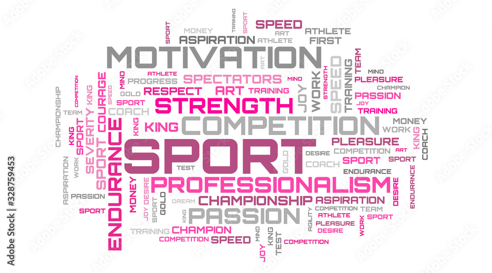 Fototapeta premium Beautiful purple sport concept. Abstract word cloud background
