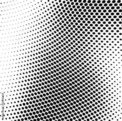 Abstract wave halftone texture. Black dots on a white background. Template for printing on fabric, wrapping paper