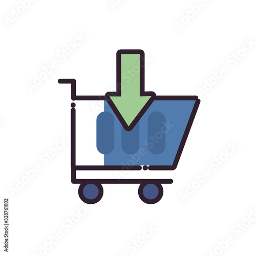 Shopping cart and arrow fill style icon vector design