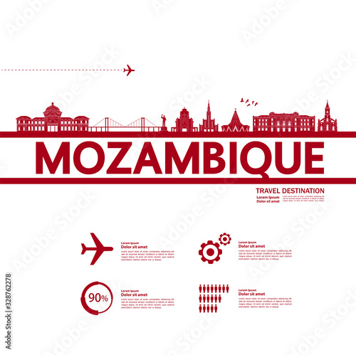 Mozambique travel destination grand vector illustration. 