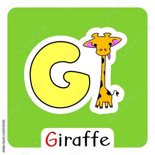 Alphabet for kids english letter G with giraffe image vector isolated colorful illustration