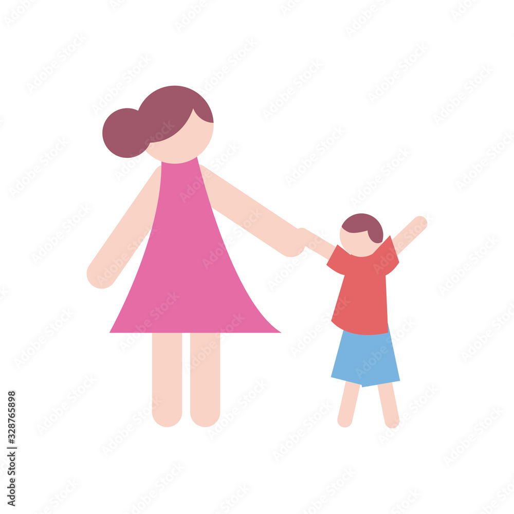 Mother with son fill style icon vector design Mother with son fill style icon vector design