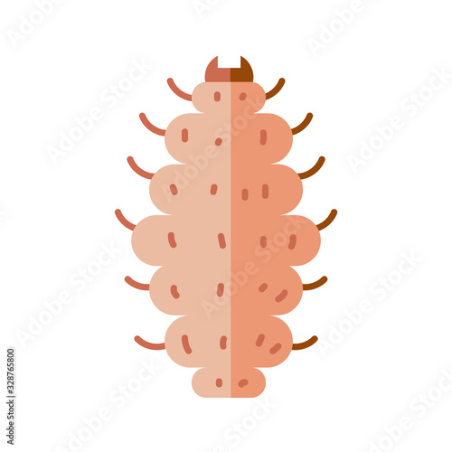 maggot insect icon, flat style