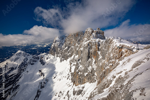 The snowy winter panorama of Dachstein Alps, Austria