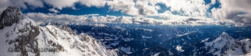 The snowy winter panorama of Dachstein Alps  Austria