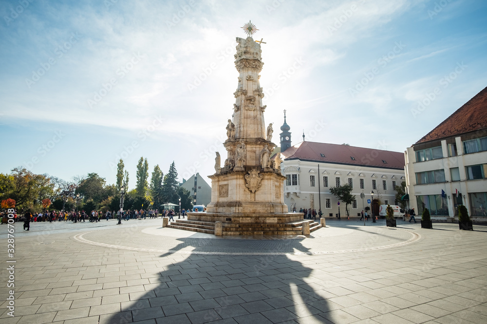 Holy Trinity column on the square near the st Matthias Church. Budapest Hungary