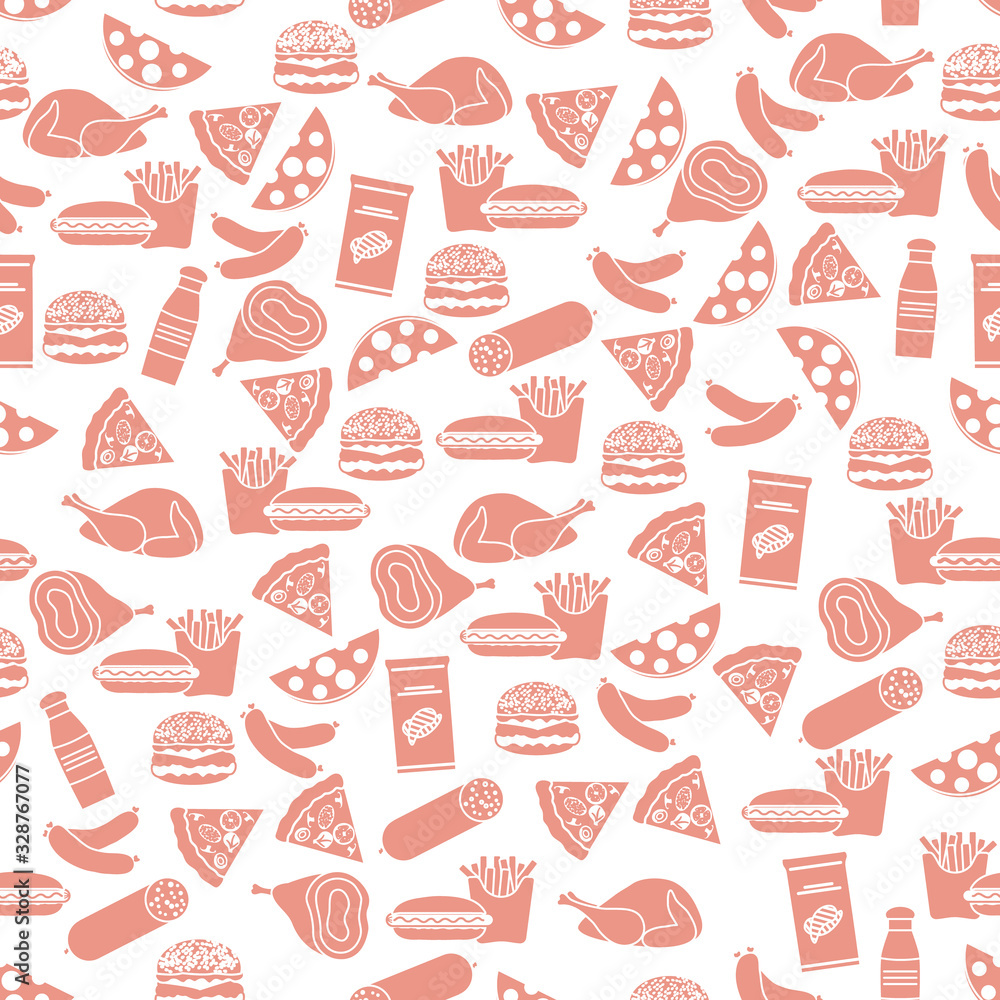 Seamless Pattern Fast Food Snack Picnic Unhealthy Seamless Pattern Fast Food Snack Picnic Unhealthy