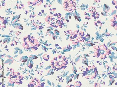 Vintage style floral seamless pattern