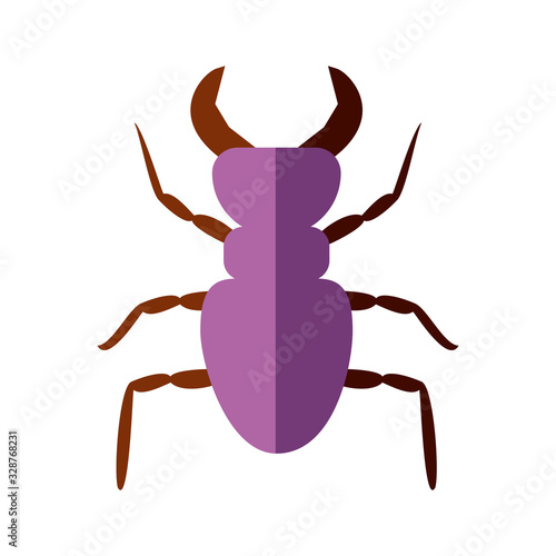 beetle deer icon, flat style