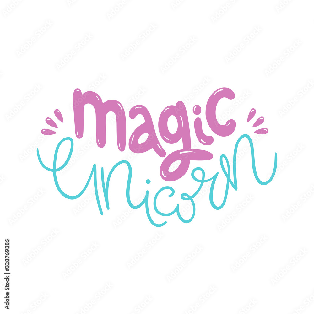 lettering magic unicorn. stock vector illustration