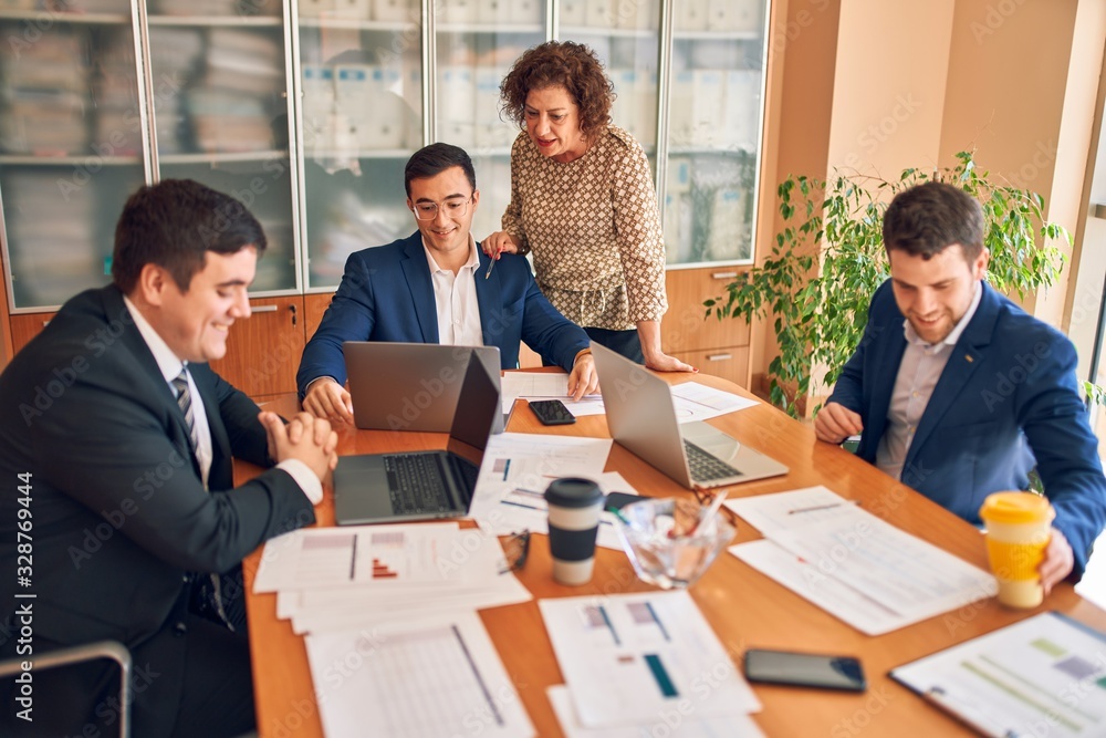 Business lawyers workers meeting at law firm office. Professional executive partners working on finance strategry at the workplace Business lawyers workers meeting at law firm office. Professional executive partners working on finance strategry at the workplace