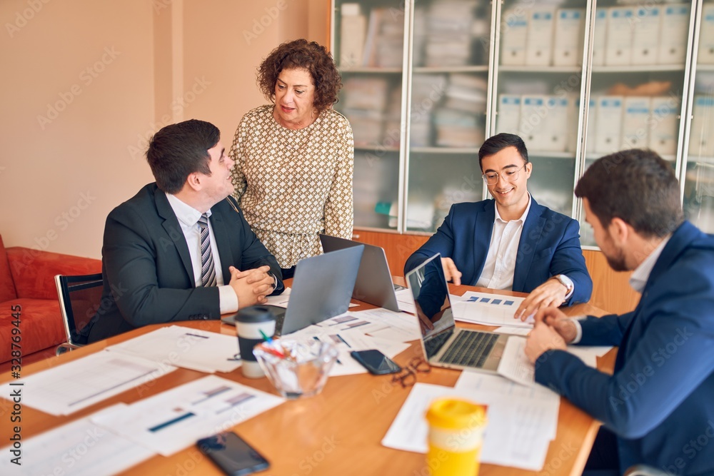 Business lawyers workers meeting at law firm office. Professional executive partners working on finance strategry at the workplace Business lawyers workers meeting at law firm office. Professional executive partners working on finance strategry at the workplace