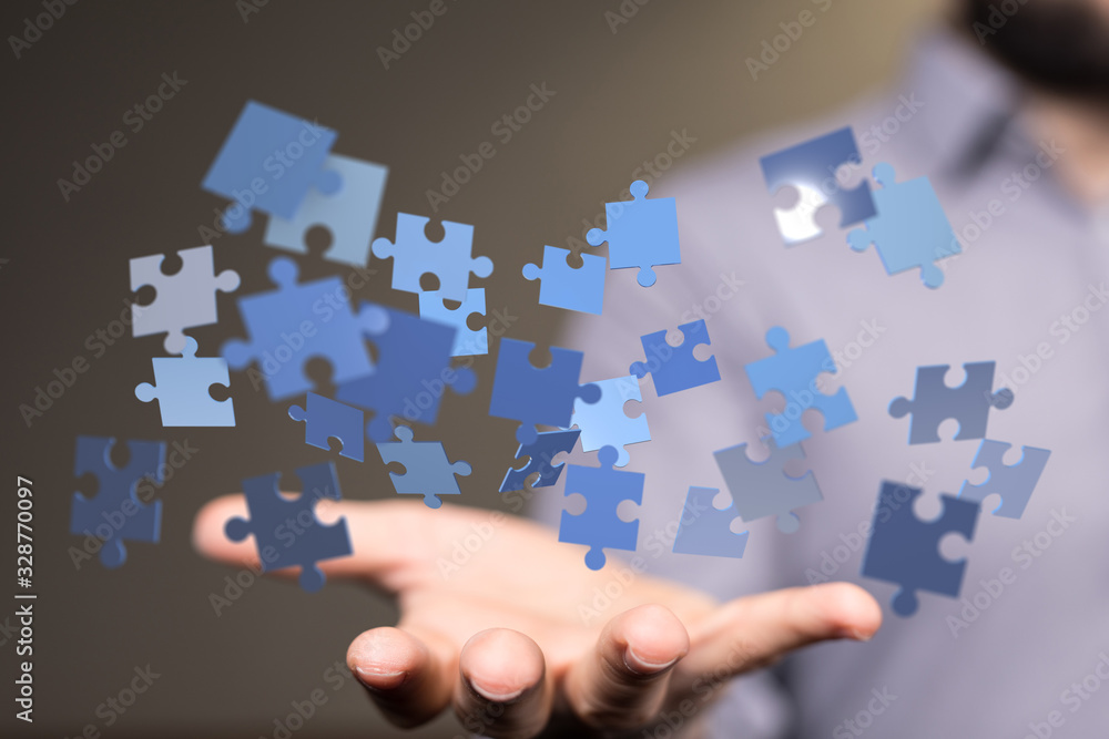 puzzle hand solution concept business.