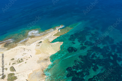 Aerial view of Salt pans in the Island of Malta