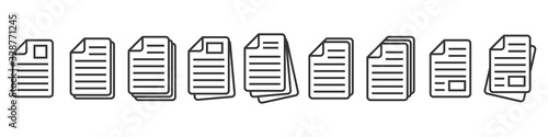 Paper documents icons. Linear File icons.