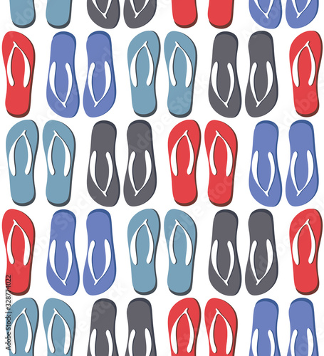 Seamless pattern with colorful flip flops