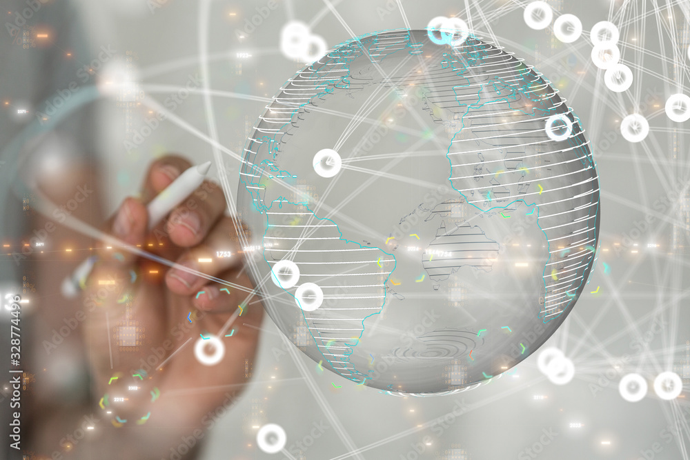 Naklejka premium team work connection digital concept .