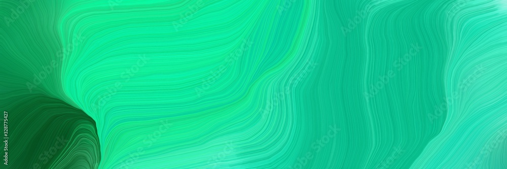 Plakat beautiful vibrant colored banner with light sea green, medium spring green and forest green color. modern soft swirl waves background illustration
