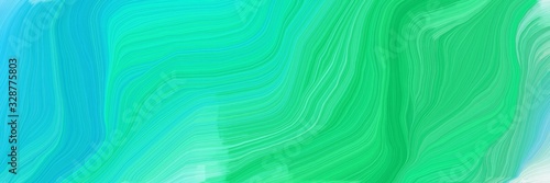 landscape banner with waves. abstract waves illustration with light sea green, medium spring green and medium sea green color