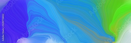 vibrant colored banner background with steel blue, royal blue and moderate green color. abstract waves illustration © Eigens