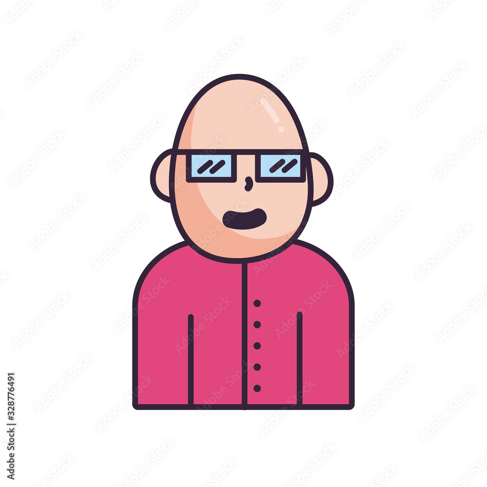Isolated avatar man with glasses fill style icon vector design Isolated avatar man with glasses fill style icon vector design