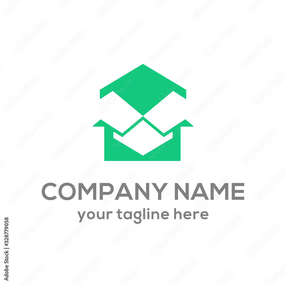 vector logo of a green house box vector logo of a green house box