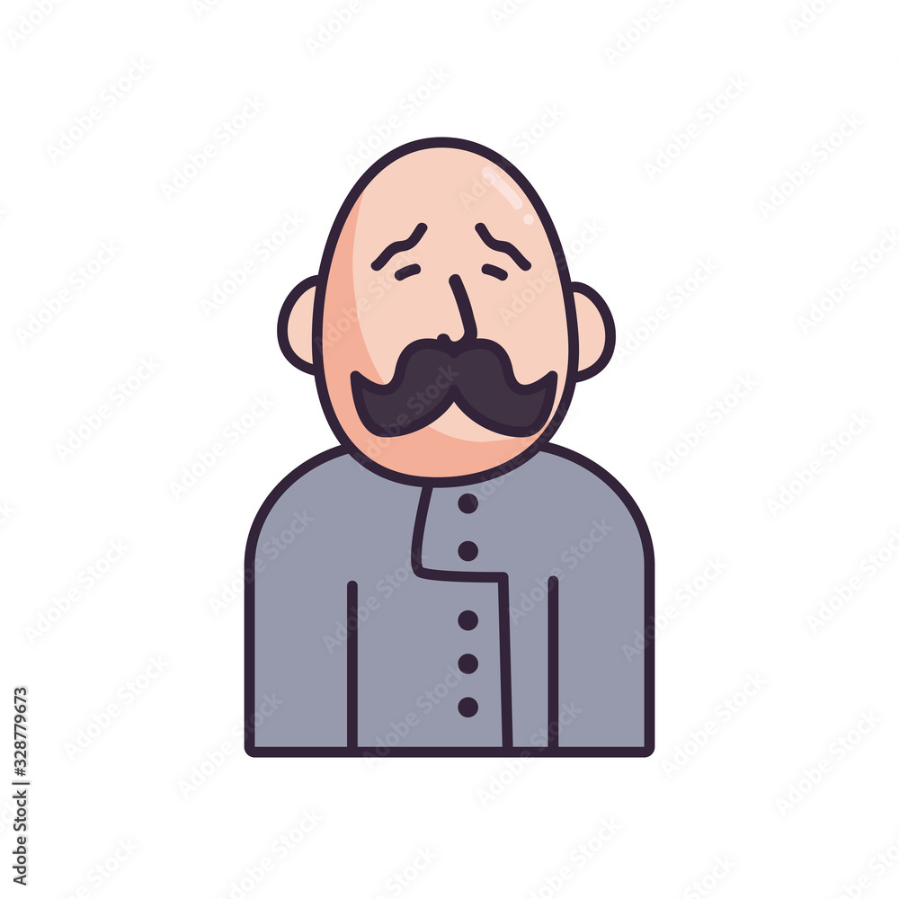 Isolated avatar man with mustache fill style icon vector design Isolated avatar man with mustache fill style icon vector design