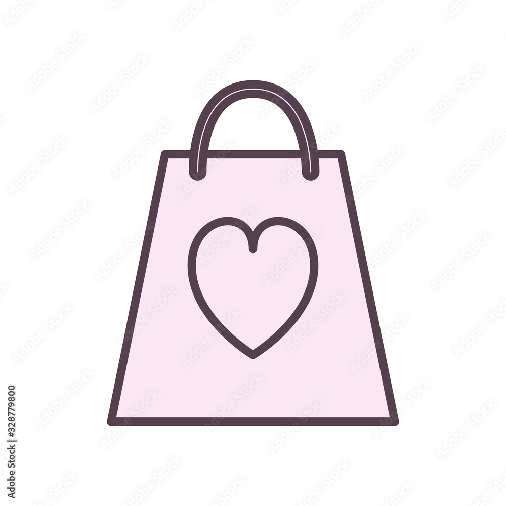 bag with heart line style icon vector design bag with heart line style icon vector design