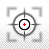 Focus icon with blurred selective focus on checkered background