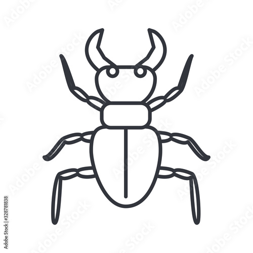 beetle deer icon, line detail style