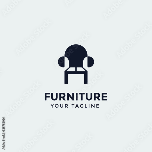 Abstract furniture logo design concept. Symbol and icon of chairs, sofa, tables, and home furnishings