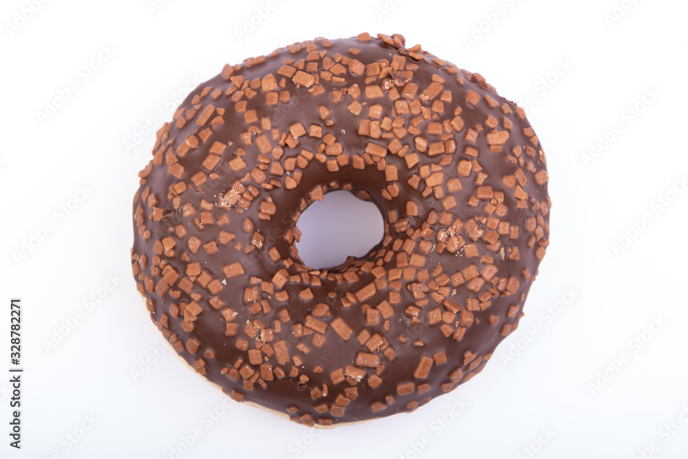 chocolate donut with chocolate crumbles, isolated chocolate donut with chocolate crumbles, isolated