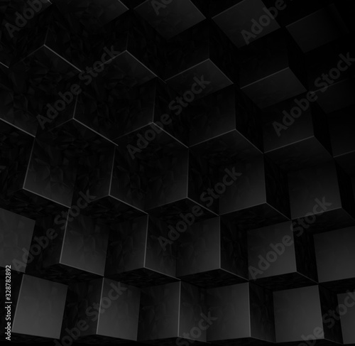 Minimal Black steps stairs Abstract Cubes background 3D Render