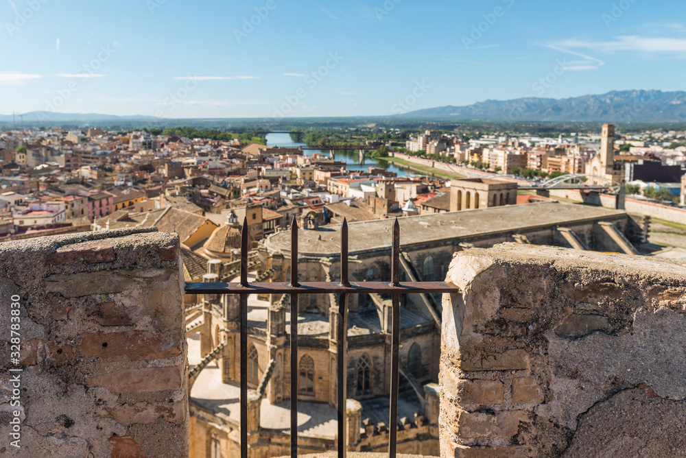 City panorama, view from Tortosa castle, Catalonia, Tarragona, Spain.