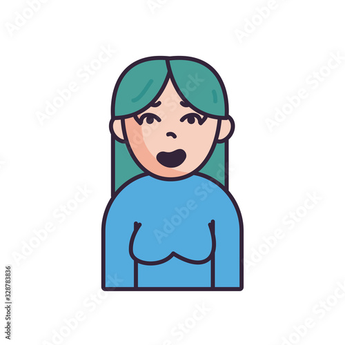 Isolated avatar woman wth sweater fill style icon vector design
