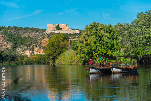 View of the Ebro River and Miravet Castle, Tarragona, Catalonia, Spain.