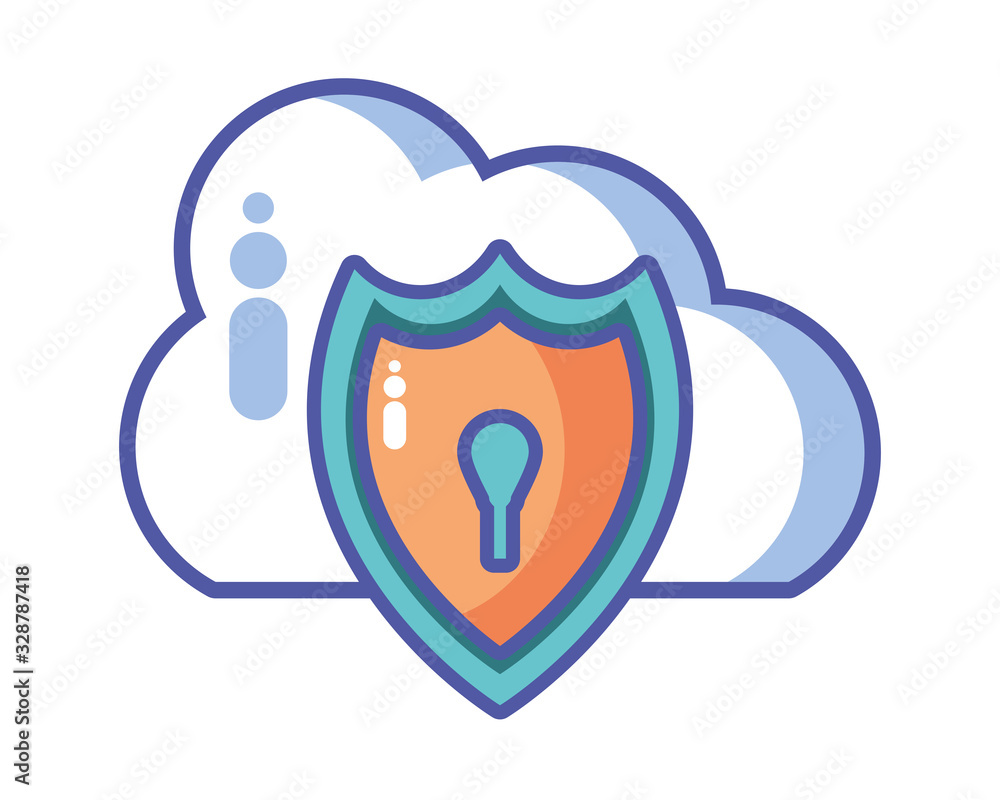 shield with seo icons in white background shield with seo icons in white background