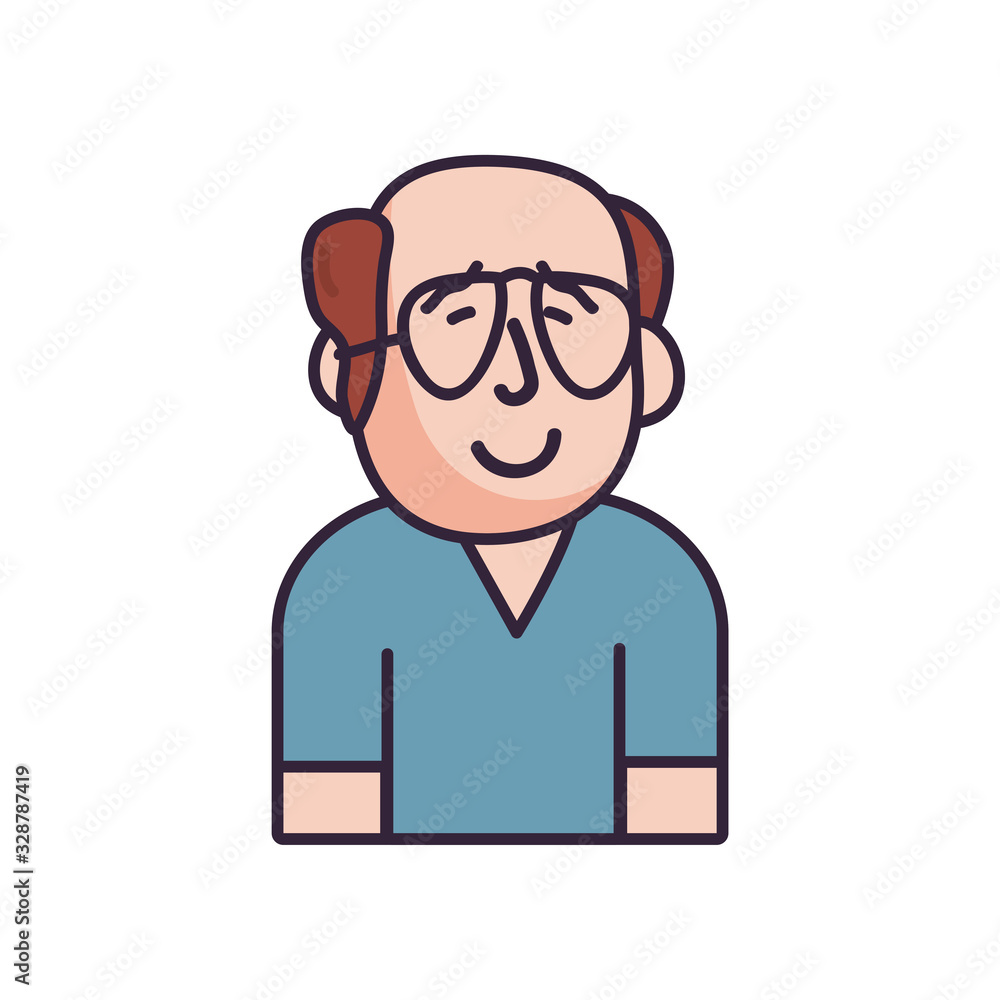 Isolated avatar man with glasses fill style icon vector design